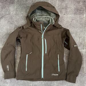 Women's Vintage Y2K Cloudveil Brown Gore Tex Soft Shell Hooded Ski Jacket Sz S